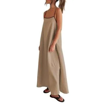 Stylish Shy Velvet Summer Linen Maxi Dress for Women