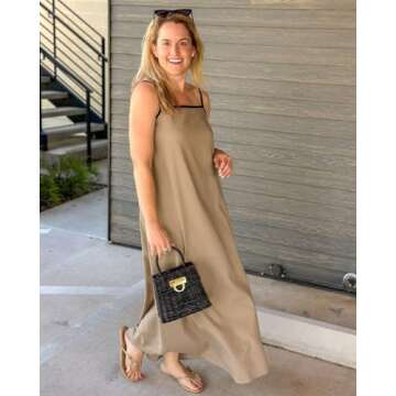 Stylish Shy Velvet Summer Linen Maxi Dress for Women