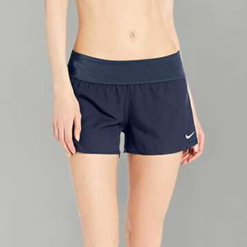 NIKE Swim Women's Standard Solid Element Swim Boardshort, Midnight Navy, Small