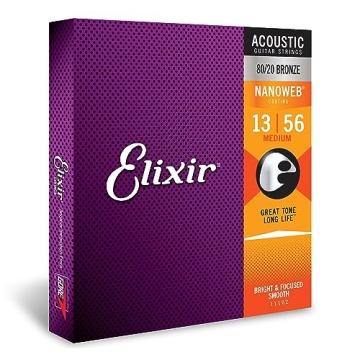 Elixir 80/20 Bronze Acoustic Guitar Strings with NANOWEB Coating