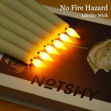Homemory 6 Pcs Waxy Flameless Taper Candles with Remote, Flickering Battery Operated Taper Candles, ...