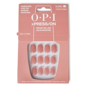 OPI xPRESS/ON Press on Nails | Short Round Light Solid Nail Art Press On Nails | With Nail Glue | Lo...