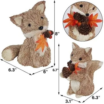 Beautiful Handcrafted Sisal Foxes for Fall Decor
