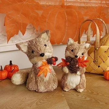 Beautiful Handcrafted Sisal Foxes for Fall Decor