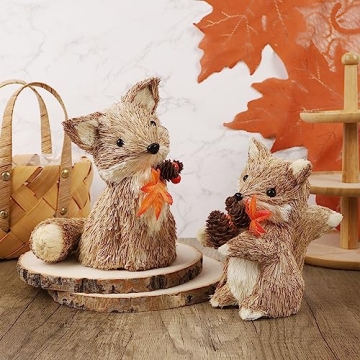 Beautiful Handcrafted Sisal Foxes for Fall Decor