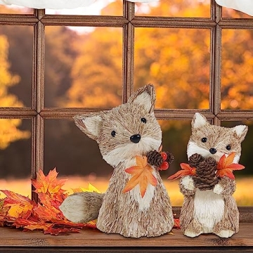 Beautiful Handcrafted Sisal Foxes for Fall Decor