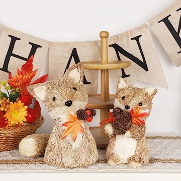 Beautiful Handcrafted Sisal Foxes for Fall Decor