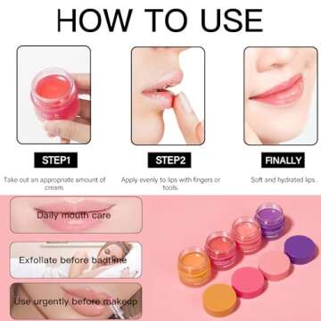 2PCS Lip Sleeping Mask, Lip Mask Overnight, Moisture & Lip Plumper Lip Wrinkles, Repair Lip Balm Prevention Dry and Cracked Lip Scrubs Exfoliato Smoothing Dry Lip Mask (Berry + Grape)