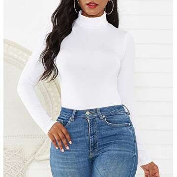 Zando Mock Turtleneck Bodysuit for Women Long Sleeve Tops Bodysuits for Going Out Shapewear Bodysuit...