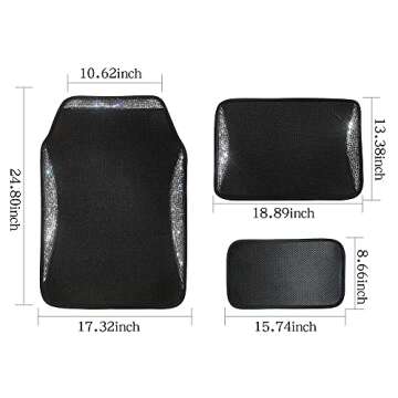 Shiny Bling Diamond Waterproof Anti Slip Car Floor Mats for Girls&Women,Upgraded Design with Friction,Rhinestone Breathable Universal Mats for Vehicles