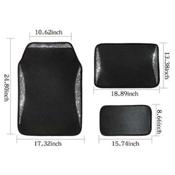 Shiny Bling Diamond Waterproof Anti Slip Car Floor Mats for Girls&Women,Upgraded Design with Friction,Rhinestone Breathable Universal Mats for Vehicles