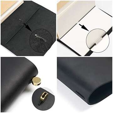Moterm Travelers Notebook - 8.6'' x 4.9'' Retro Handmade Leather Travel Journal (Standard Sizes, Black)