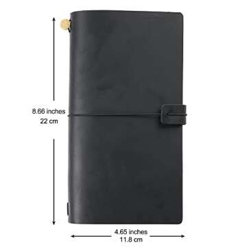 Moterm Travelers Notebook - 8.6'' x 4.9'' Retro Handmade Leather Travel Journal (Standard Sizes, Black)