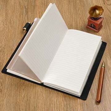 Moterm Travelers Notebook - 8.6'' x 4.9'' Retro Handmade Leather Travel Journal (Standard Sizes, Black)