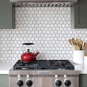 MORCART 12"x12" Peel and Stick Hexagon Tile Backsplash