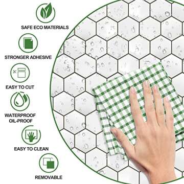 MORCART 12"x12" Peel and Stick Hexagon Tile Backsplash