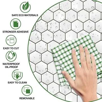 MORCART 12"x12" Peel and Stick Hexagon Tile Backsplash