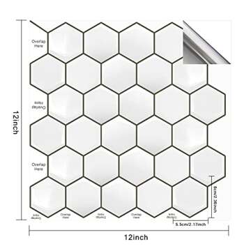 MORCART 12"x12" Peel and Stick Hexagon Tile Backsplash