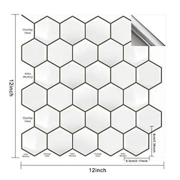 MORCART 12"x12" Peel and Stick Hexagon Tile Backsplash