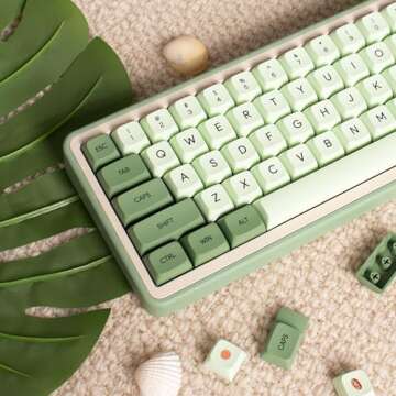 Matcha Green Keycaps 124 Keys XDA Profile Dye Sub PBT Keycaps Set Fit for 60% 65% 95% Cherry Mx Swit...