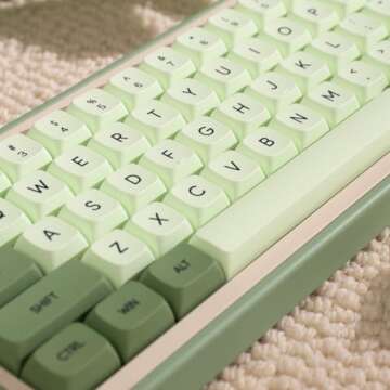 Matcha Green Keycaps 124 Keys XDA Profile Dye Sub PBT Keycaps Set Fit for 60% 65% 95% Cherry Mx Switches Mechanical Keyboards