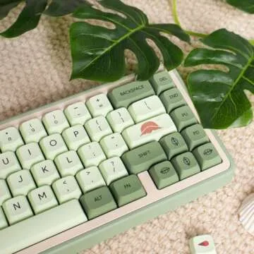 Matcha Green Keycaps 124 Keys XDA Profile Dye Sub PBT Keycaps Set Fit for 60% 65% 95% Cherry Mx Switches Mechanical Keyboards