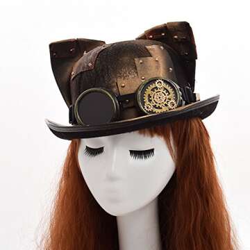 Unisex Steampunk Top Hats with Removable Goggles