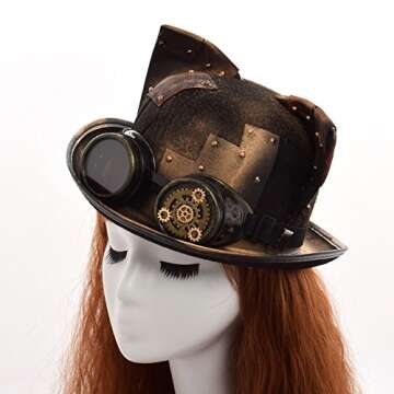 Unisex Steampunk Top Hats with Removable Goggles