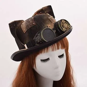 Unisex Steampunk Top Hats with Removable Goggles