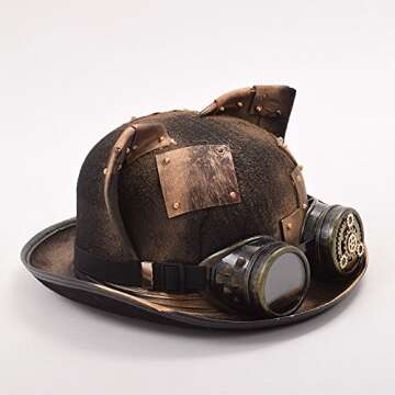 Unisex Steampunk Top Hats with Removable Goggles