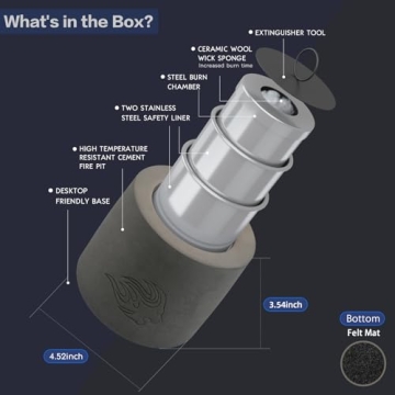 Portable Tabletop Fire Pit Bowl - Table Top Rubbing Alcohol Fireplace Indoor Outdoor Decor Mini Fire Pit Long Time Burning and Smokeless White Elephant Gift