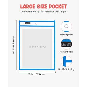 Gamenote Dry Erase Pocket Sleeves for Classroom and Home