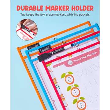 Gamenote Dry Erase Pocket Sleeves for Classroom and Home