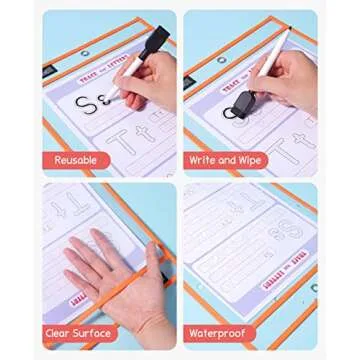 Gamenote Dry Erase Pocket Sleeves for Classroom and Home
