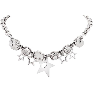 OJERRY Cool Silver Star Pendant Chunky Choker Necklace Punk Y2K Rave Outfit Jewelry Accessories Neck...