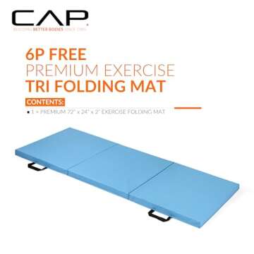 CAP Barbell All Purpose Folding Anti Tear Exercise Training Aerobic Fitness Gym & Gymnastics Balance Mat. 72"L x 24"W x 2"Thick. BLUE