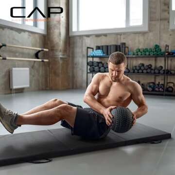 CAP Barbell All Purpose Folding Anti Tear Exercise Training Aerobic Fitness Gym & Gymnastics Balance Mat. 72"L x 24"W x 2"Thick. BLUE