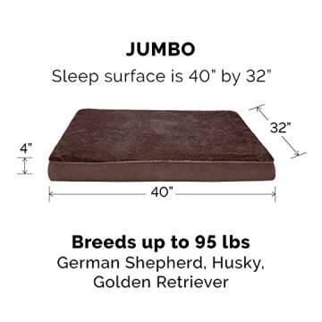 Furhaven Orthopedic Dog Bed for Large Dogs w/ Removable Washable Cover, For Dogs Up to 95 lbs - Ultra Plush Faux Fur & Suede Mattress - Chocolate, Jumbo/XL