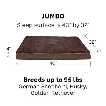 Furhaven Orthopedic Dog Bed for Large Dogs w/ Removable Washable Cover, For Dogs Up to 95 lbs - Ultra Plush Faux Fur & Suede Mattress - Chocolate, Jumbo/XL