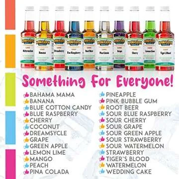 Hawaiian Shaved Ice Bahama Mama Syrup - Nut Soy Dairy Free - Flavor Fluffy & Crunchy Snow Cones - Shelf Stable - Makes 8 Servings - 16 ounces