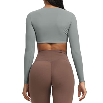 Aoxjox Long Sleeve Crop Top for Women - Stylish Workout Tee