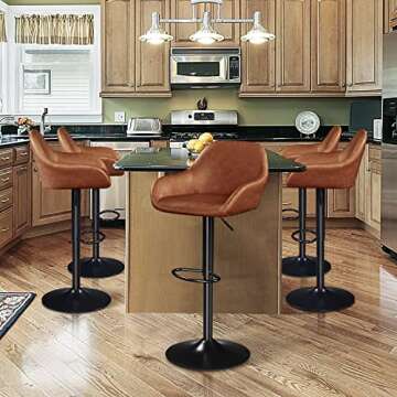 Yaheetech PU Leather Adjustable Bar Stools Set of 2