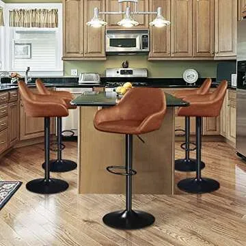 Yaheetech PU Leather Adjustable Bar Stools Set of 2
