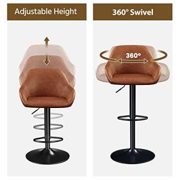Yaheetech PU Leather Adjustable Bar Stools Set of 2
