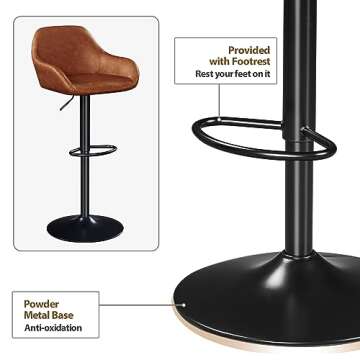 Yaheetech PU Leather Adjustable Bar Stools Set of 2