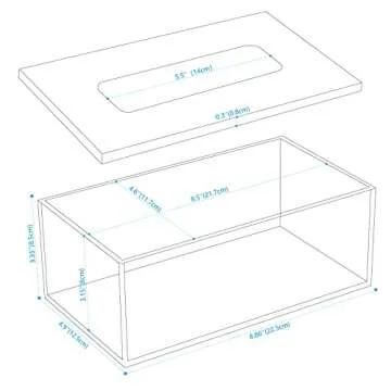 SANRUI Clear Acrylic Facial Tissue Box Cover Holder with 8mm Top Lid Rectangle Napkin Dispenser Organizer for Bathroom, Kitchen and Office Desk