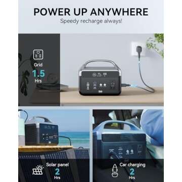 DaranEner Portable Power Station 56000mAh, 179.2Wh LiFePO4 Battery Backup w/ 2 300W (Peak 600W) AC O...