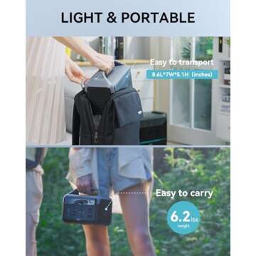 DaranEner Portable Power Station 56000mAh, 179.2Wh LiFePO4 Battery Backup w/ 2 300W (Peak 600W) AC Outlets, 1.5hrs Fast Charging, Power Bank for Hurricane Emergency/Outdoor Camping/RVs/Home Use