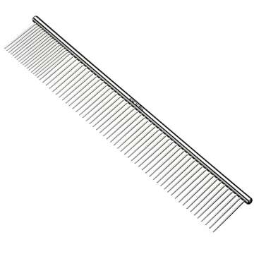 Andis 65725 Stainless-Steel Comb for Knots, Mats & Loose Hair Removal - Effective Dematting Tool Comfortable, Lightweight, Portable & Safe for Dogs, Cats & Pets – Silver, 10-Inch