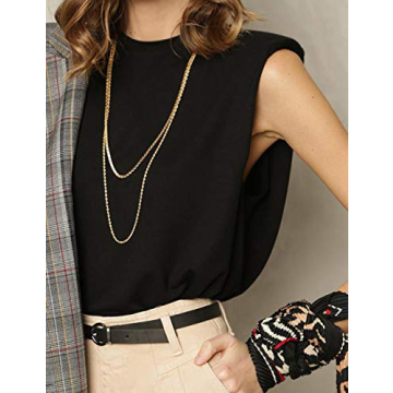 Stylish Women’s Cotton Padded Shoulder Sleeveless Tee